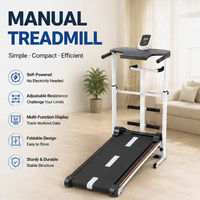 Tapis roulant manuel robuste et durable, capacité 120 kg, pliable, pour usage domestique, auto-alimenté, équipement de gym en acier