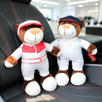 Boneka Beruang Teddy Balap Plushie Custom, Boneka Isi Lembut dengan Seragam Pembalap, Maskot Olahraga untuk Hadiah dan Dekorasi Rumah