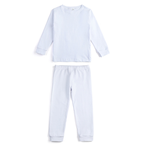 Moda 2022 due pezzi inverno 100% cotone tinta unita bianco rosa dolce pigiami pigiami neonate <span class=keywords><strong>pigiama</strong></span> all'ingrosso - Product Image 2