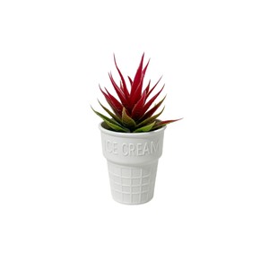 Plante artificielle d'aloe vera en pot, décoration de bol à crème glacée, verdure décorative pour la maison, le bureau, le salon, 12 pouces en plastique avec pot - Product Image 5