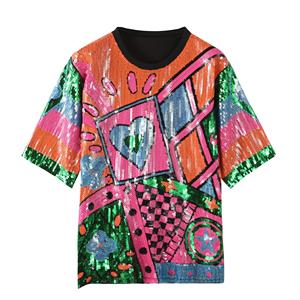 Robe décontractée élégante pour femme <span class=keywords><strong>Les</strong></span> Sequins 2025, ornée de perles, à manches courtes et silhouette droite, options grandes tailles - Product Image 3