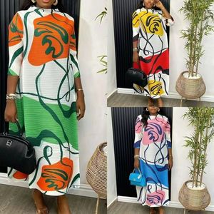 Factory <span class=keywords><strong>Outlet</strong></span> Mujer Plisado Rayas mixtas Impresión Patchwork Colorido Miyake Tallas grandes Cross Fold Vestido largo - Product Image 6