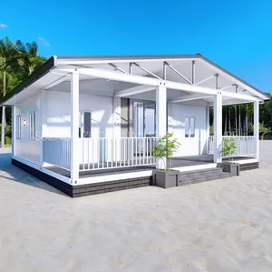 prefabricated mini beach assemble container house prefab aluminium structure frame barndominium home