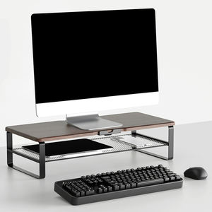 A la venta, soporte de Monitor de escritorio resistente de estilo Industrial de madera, soporte de Monitor de estudio de malla de hierro doble para ordenador portátil - Product Image 5