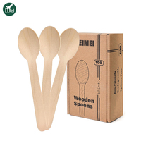 Cuillères jetables en bois biodégradables de luxe à bords lisses et écologiques pour les fêtes