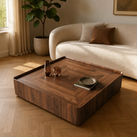 Table basse carrée en bois massif couleur noyer, style moderne et luxueux, nouveau style chinois, pour salon, table à thé combinée