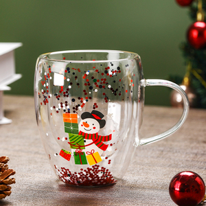 Exquisite Double-<strong>Layer</strong> Glass Cups for Coffee and Juice Heat-Resistant for Milk Tea and Cola Christmas Drinkware - Product Image 5