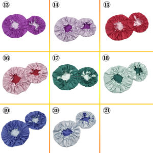 Best verkochte zijden mommy-and-me bonnetjes, dubbele laag, verstelbare band, satijnen haarbonnetjes met logo en hoofdband - Product Image 5