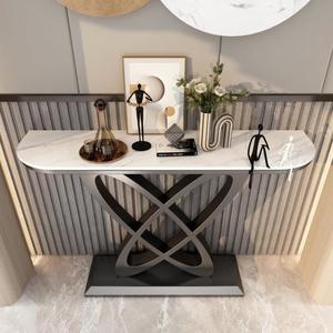 <span class=keywords><strong>Console</strong></span> de Salon Murale Design Moderne Italien de Luxe avec Plateau en Pierre Frittée, Table d'Appoint Créative en Métal pour Entrée et Couloir - Product Image 6