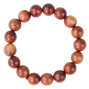 <b>Red</b> Cedar Wood <b>Bracelet</b> 12mm Single Strand Buddhist Prayer Beads Chinese Style Unisex Jewelry - Product Image 5