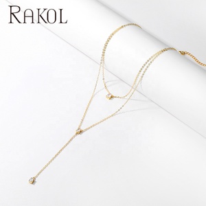 Ras-du-<span class=keywords><strong>cou</strong></span> <span class=keywords><strong>en</strong></span> cristal <span class=keywords><strong>blanc</strong></span> délicat, collier à deux couches plaqué <span class=keywords><strong>or</strong></span> 18 k, accessoires décoratifs pour femmes, collier Long - Product Image 4