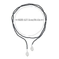 Collier de mode baroque pour femme, chaîne longue en cristal noir pointu, imitation perle, style baroque