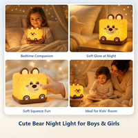 Lampe d'ambiance enfant en forme d'ours mignon, veilleuse de dessin animé avec boîte colorée, cadeau décoratif anti-éblouissement pour chambre d'enfant