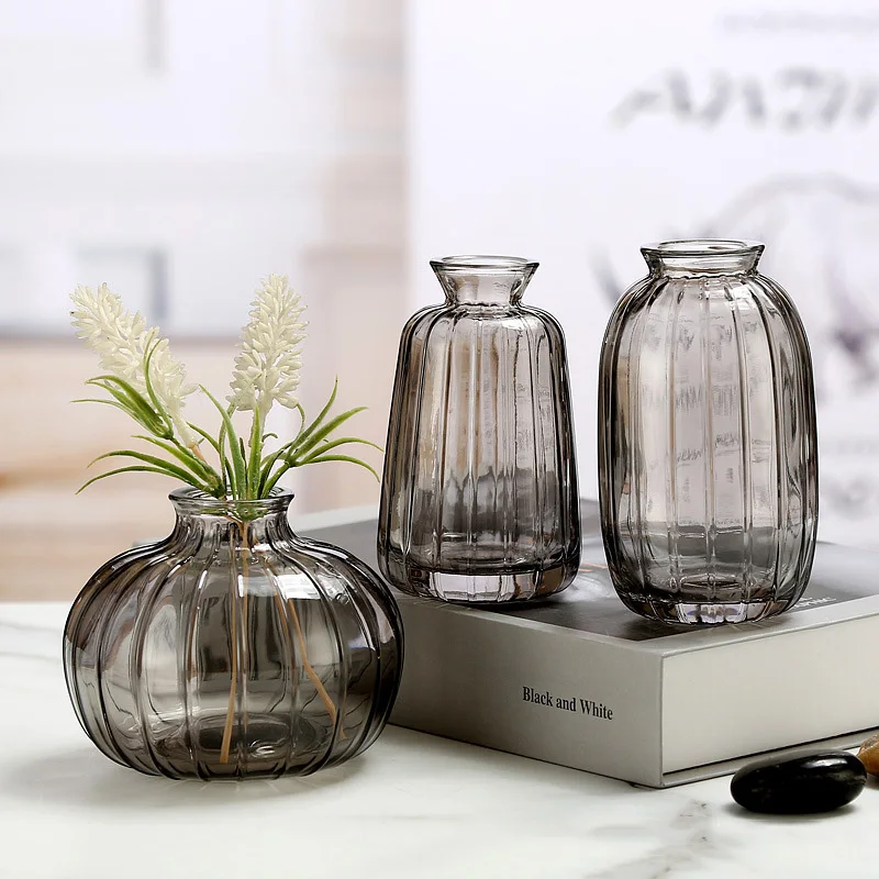 Decoração de mesa pequeno vaso floral reciclado bud vase set bulk mini vasos de vidro a granel para flores