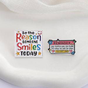 Sming Pins Sea <span class=keywords><strong>la</strong></span> razón por <span class=keywords><strong>la</strong></span> que alguien sonríe hoy Esmalte Pin Salud mental Está bien no estar bien Broche Insignia de solapa Regalos de joyería - Product Image 2