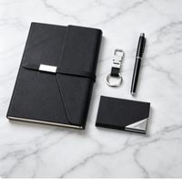 Coffrets cadeaux d'entreprise promotionnels : stylo, porte-clés, carnet, agenda A5 pour le bureau, avec porte-cartes de visite