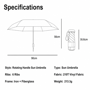 Premium Sun Umbrella Mini Pocket Creative Small Manual Folding Compact Travel Umbrella With Rotatable Handle Minimalist Design - Product Image 2