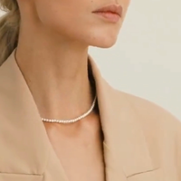 Collier ras du cou en laiton plaqué or, personnalisé, 18K 14K, imitation de perle, offre spéciale