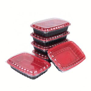 Barquettes alimentaires jetables noires en PP, résistantes au congélateur, pour restaurant, boîtes bento compartimentées, emballages alimentaires en plastique, contenants pour préparation de repas - Product Image 1