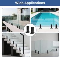 Rampe de piscine extérieure moderne en acier inoxydable 316, réglable, sans cadre, en verre, avec main courante résistante à la rouille, à fixation au sol