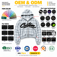 Sweat à capuche unisexe surdimensionné en coton épais, imprimé personnalisé à carreaux et déchiré, style streetwear de luxe pour hommes, vente en gros, fabricant en gros