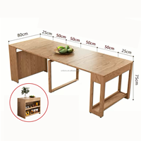 Nordischer Multifunktionaler Verstellbarer Klappbarer Unsichtbarer Massivholz Platzsparender Esstisch und Hocker Mit Stauraum