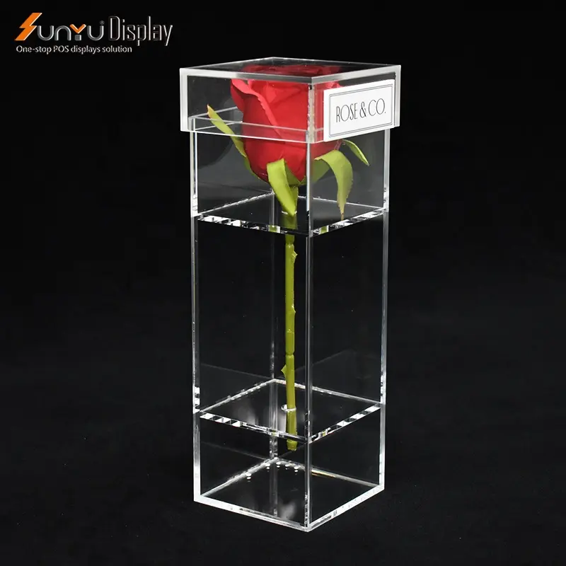 Sunyu Factory Customized Clear Acrylic Flower Box Wholesale Gift Box for Valentine's Day for Display Racks