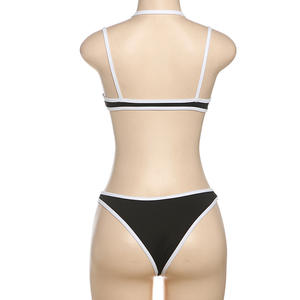 <span class=keywords><strong>Maillot</strong></span> <span class=keywords><strong>de</strong></span> <span class=keywords><strong>bain</strong></span> d'été sexy avec logo personnalisé pour femmes, ensemble bikini plage, soutien-gorge licou à bordure blanche, <span class=keywords><strong>culotte</strong></span> patchwork, ensemble 2 pièces, <span class=keywords><strong>maillot</strong></span> <span class=keywords><strong>de</strong></span> <span class=keywords><strong>bain</strong></span> - Product Image 4