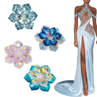 Appliques de fleurs en strass 3D colorées de luxe pour robes de mariée et de bal, chaussures, sacs