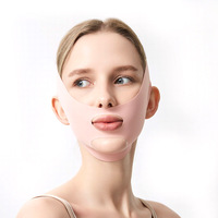 Masque liftant réutilisable anti-âge pour le visage en V, anti-ronflement, respirant, lavable, gris et rose, avec sangle pour double menton - Grande Vente