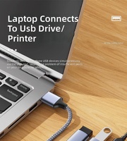 Câble d'extension répartiteur USB 2.0 3-en-1, adaptateur OTG, concentrateur USB multi-ports, cordon tressé pour ordinateur portable, PC, téléphone, clé USB