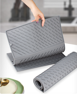 Tapis de séchage de vaisselle en silicone pliable, tapis à café, égouttoir de comptoir de cuisine, tapis de séchage de vaisselle non facile à nettoyer, grand - Product Image 4