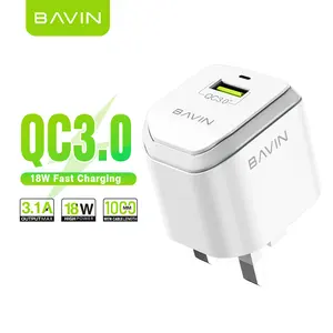 BAVIN PC359E בריטניה Plug מכירה לוהטת מהיר טעינה נייד אנדרואיד Ios USB כבל קיר נייד טלפון סלולרי מטען