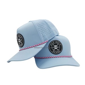 New 5 Bảng điều chỉnh mũ không thấm nước da tùy chỉnh vá 3D thêu logo cắt lỗ đục lỗ Snapback Mũ golf với dây thừng trucker cap - Product Image 1
