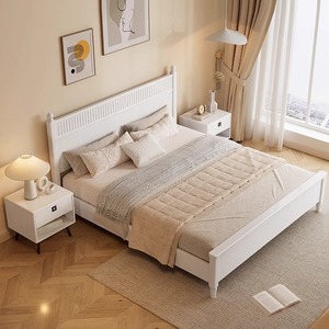 Armoire et commode de lit en bois King Queen Size cadre de lit en bois meubles de chambre meubles de maison ensemble de chambre à coucher - Product Image 1