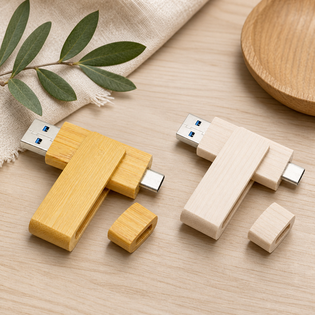 ECO Wood Bamboo USB Flash Drive Type-C Dual Interface 8GB 16GB 32GB 64GB 128GB Pendrive Custom Logo Eco Gift