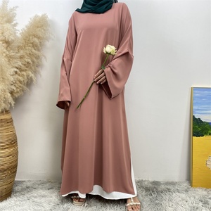 6809+2194 #   Fabricante de Abayas ChaomengFashion, Abaya Cerrada de Color Sólido con Aberturas Laterales y Falda a Juego, Conjunto de Dos Piezas - Product Image 5