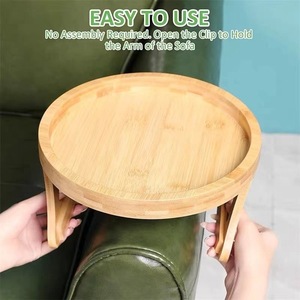 Storage <b>Tray</b> <b>Table</b> Sofa Armrest Clip-On <b>Trays</b> Natural Bamboo Sofa Practical TV Snack <b>Trays</b> for Remote Control Drink Snacks - Product Image 4