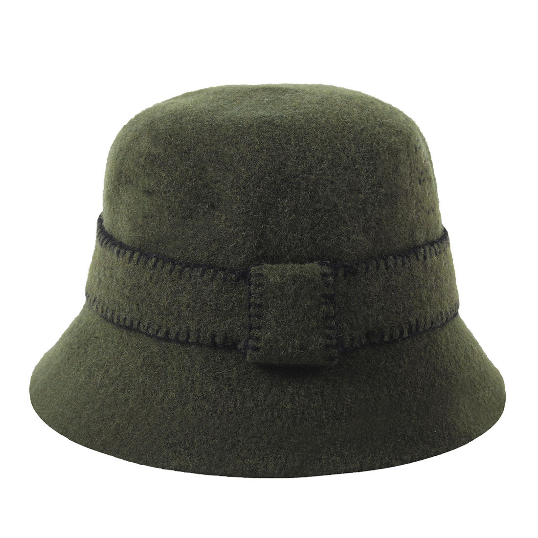 Wool Blend Vintage Bucket Hat with Adjustable Drawstring Womens 1920s Vintage Upturn Brim Wool Blend Cloche Church  main image 2