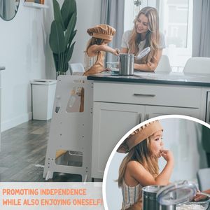 Torre de aprendizaje Montessori de madera de pie multifuncional moderna para niños, juguete educativo para niños pequeños para sala de estar y baño - Product Image 3