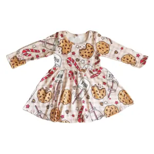 Hochwertige Langarm Milch kekse Kinder Baby kleidung Kleid Mädchen Kleider Kinder Mädchen Weihnachts kleider