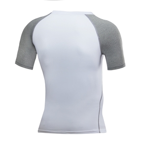 JINQI Custom Logo t-shirt Relax Fit poliestere elastina aderente da <span class=keywords><strong>uomo</strong></span> aderente senza cuciture sottile Running Compression Gym Fitness Tshirt - Product Image 5