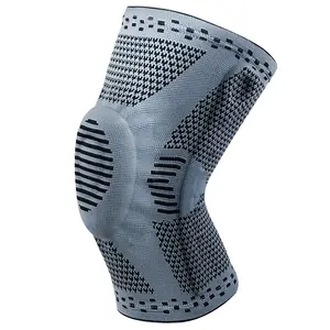 Goede Kwaliteit 3D Gebreide Anti-Slip Knie Brace Sport Veiligheid Gewatteerde Knie Ondersteuning Met Side Stabilisatoren