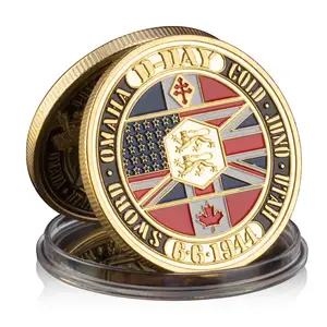 第二次世界大戦1944.6.6D-Dayノルマンディー戦争II 70周年記念メタルチャレンジコインコレクションビクトリーゴールドメッキ記念コイン