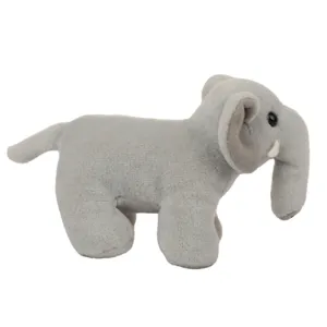 Vente en gros de jouets en peluche gris personnalisé, doux et moelleux, assis, avec longue fourrure, peluche d'éléphant, usine