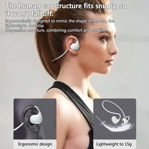 Écouteurs sans fil pour la course à pied Boucles d'oreilles étanches Sports Fitness Indicateur de batterie LED <span class=keywords><strong>Air</strong></span> Headset Bone Clip Neckband Earhook - Product Image 4