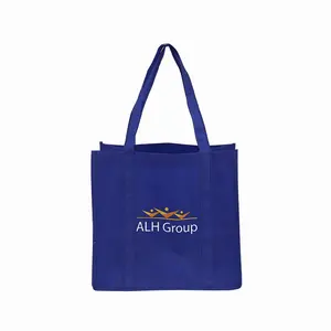High quality supplier reusable recycled custom logo printed non woven tote bag heavy duty with handle to bottom