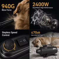 Sèche-cheveux pour chien Shernbao 2400W, double moteur, haute vitesse, séchage rapide, faible bruit 78dB, pour salon professionnel et usage domestique