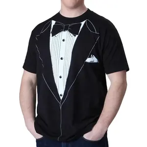 ODM Custom High Quality Tuxedo T-shirt Classic Party Humor Vintage Funny Tux Tee Joke Concert Festival Graphic T-Shirt For Men