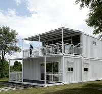 Maison conteneur modulaire détachable à 3 chambres et 2 étages, entièrement en acier, design contemporain, respirante, assemblage rapide, hôtel portable